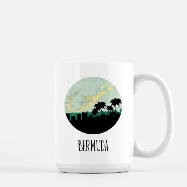Bermuda skyline with vintage Bermuda map - Mug | 15 oz - City Map Skyline