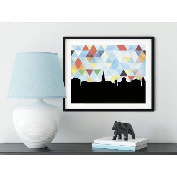 Bern Switzerland geometric skyline - 5x7 Unframed Print / LightSkyBlue - Geometric Skyline