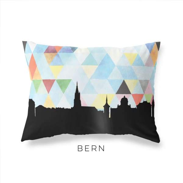 Bern Switzerland geometric skyline - Pillow | Lumbar / LightSkyBlue - Geometric Skyline