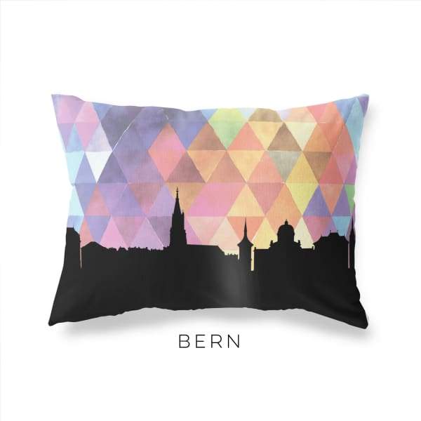 Bern Switzerland geometric skyline - Pillow | Lumbar / RebeccaPurple - Geometric Skyline