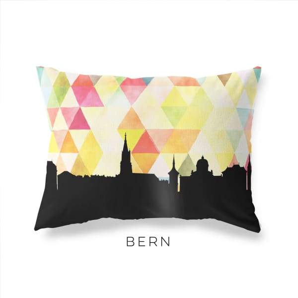 Bern Switzerland geometric skyline - Pillow | Lumbar / Yellow - Geometric Skyline