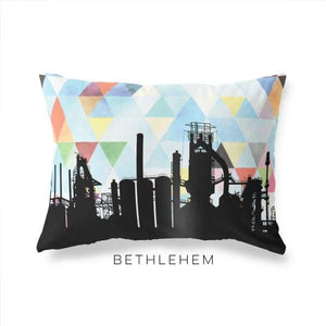 Bethlehem Pennsylvania geometric skyline - Pillow | Lumbar / LightSkyBlue - Geometric Skyline