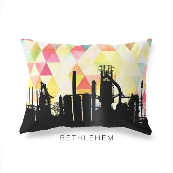 Bethlehem Pennsylvania geometric skyline - Pillow | Lumbar / Yellow - Geometric Skyline