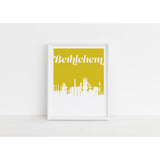 Bethlehem Pennsylvania retro inspired city skyline - 5x7 Unframed Print / Khaki - Retro Skyline