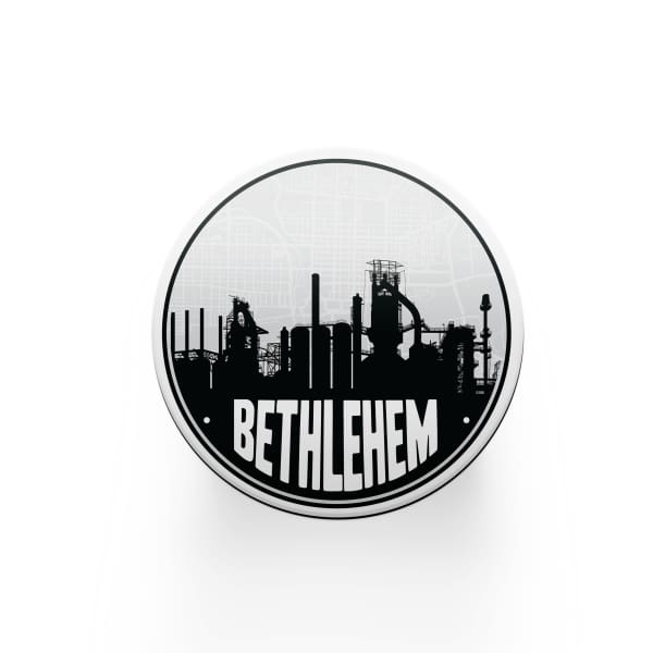 Bethlehem steel stacks and city map design | in multiple colors - Coasters | Set of 2 / Black - City Road Maps