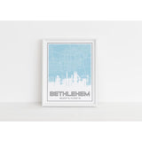 Bethlehem steel stacks city map and city coordinates - 5x7 Unframed Print / LightBlue - Road Map and Skyline