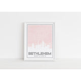 Bethlehem steel stacks city map and city coordinates - 5x7 Unframed Print / MistyRose - Road Map and Skyline