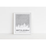 Bethlehem steel stacks city map and city coordinates - 5x7 Unframed Print / Silver - Road Map and Skyline