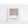 Bethlehem steel stacks city map and city coordinates - 5x7 Unframed Print / Tan - Road Map and Skyline