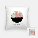 Blair Nebraska city skyline with vintage Blair map - Pillow | Square - City Map Skyline
