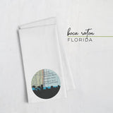 Boca Raton Florida city skyline with vintage Boca Raton map - Tea Towel - City Map Skyline
