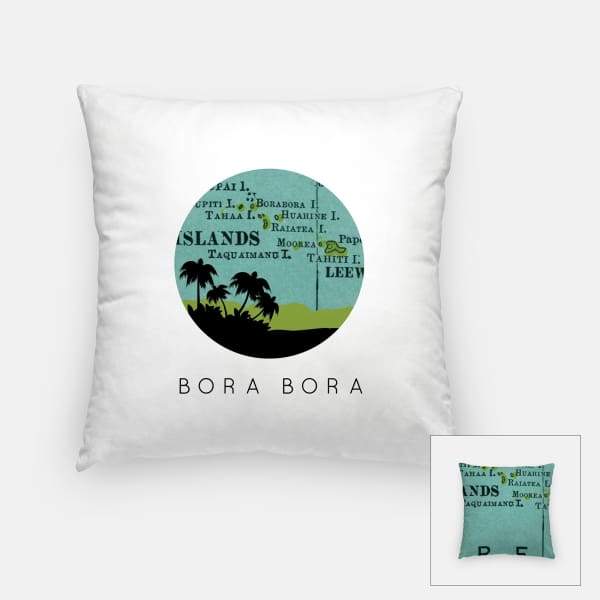 Bora Bora French Polynesia city skyline with vintage Bora Bora map - City Map Skyline
