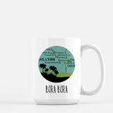 Bora Bora French Polynesia city skyline with vintage Bora Bora map - Mug | 15 oz - City Map Skyline