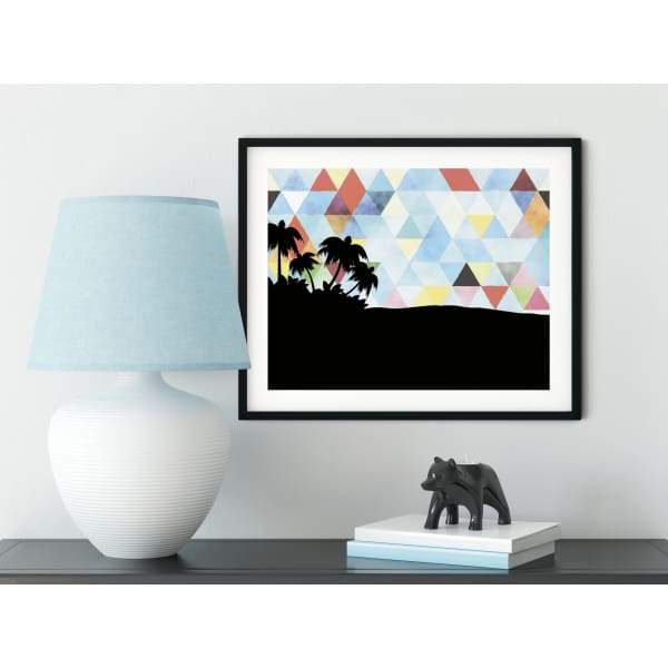 Bora Bora French Polynesia geometric skyline - 5x7 Unframed Print / LightSkyBlue - Geometric Skyline
