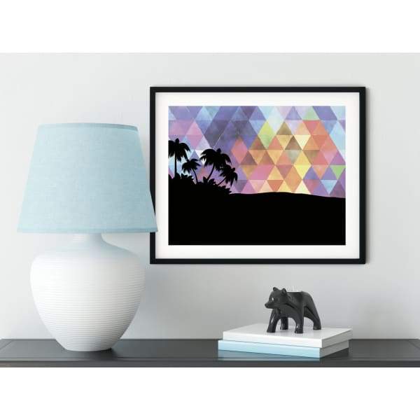 Bora Bora French Polynesia geometric skyline - 5x7 Unframed Print / RebeccaPurple - Geometric Skyline