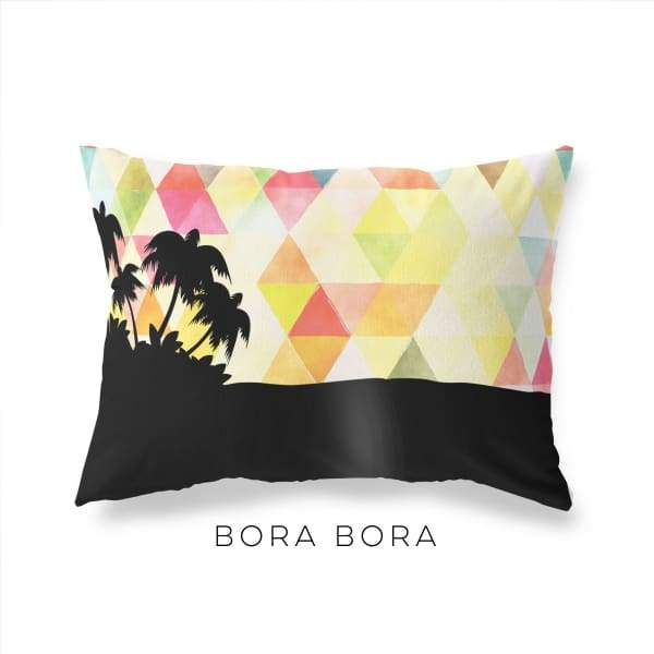 Bora Bora French Polynesia geometric skyline - Pillow | Lumbar / Yellow - Geometric Skyline
