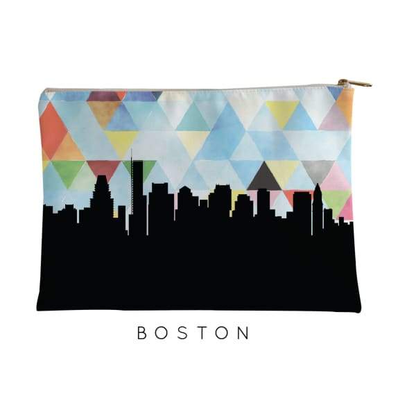 Boston Massachusetts geometric skyline - Pouch | Small / LightSkyBlue - Geometric Skyline