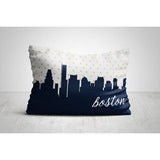 Boston Massachusetts polka dot skyline - Pillow | Lumbar / Navy - Polka Dot Skyline