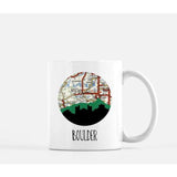 Boulder Colorado city skyline with vintage Boulder map - Mug | 11 oz - City Map Skyline