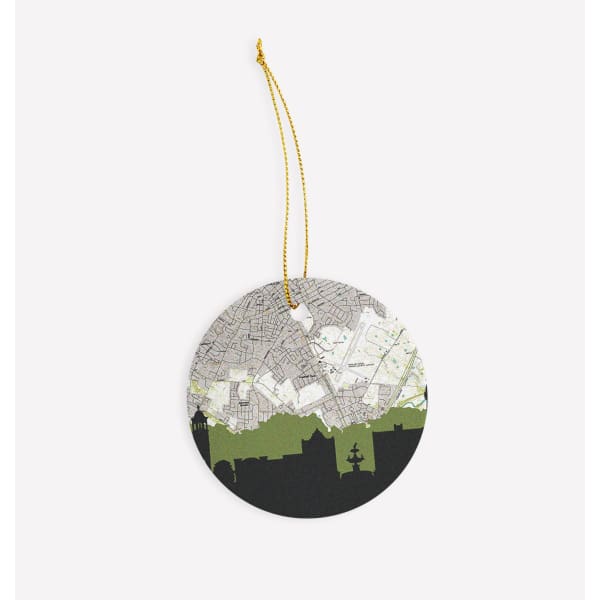 Bowling Green Kentucky city skyline with vintage Bowling Green map - Ornament