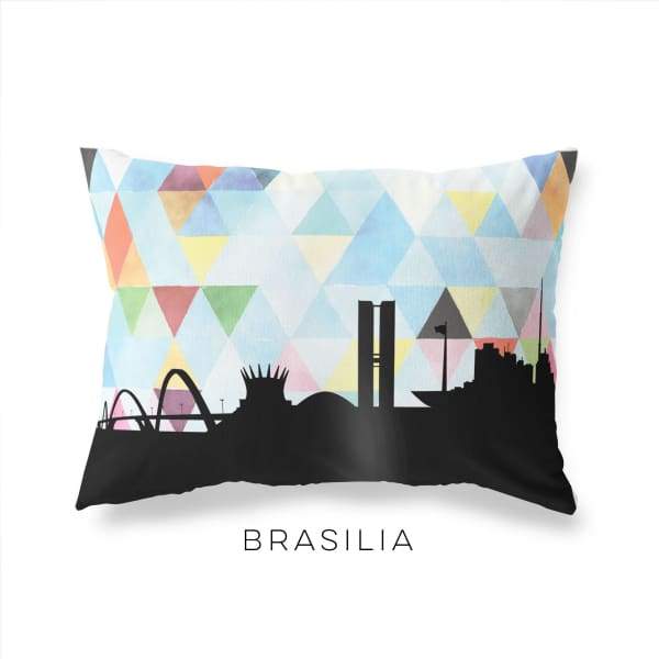 Brasilia Brazil geometric skyline - Pillow | Lumbar / LightSkyBlue - Geometric Skyline