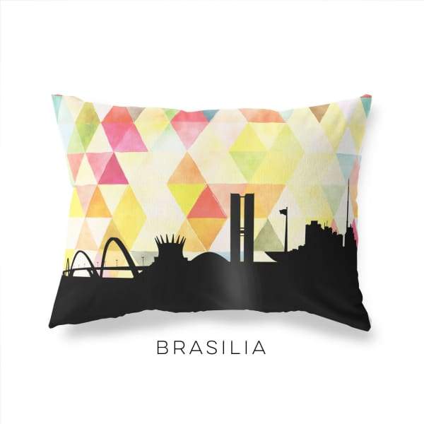 Brasilia Brazil geometric skyline - Pillow | Lumbar / Yellow - Geometric Skyline
