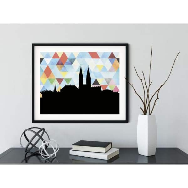 Bremen Germany geometric skyline - 5x7 Unframed Print / LightSkyBlue - Geometric Skyline