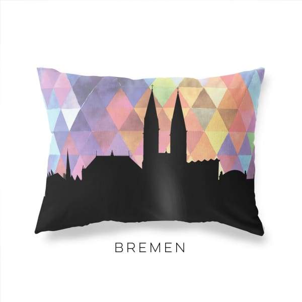 Bremen Germany geometric skyline - Pillow | Lumbar / RebeccaPurple - Geometric Skyline