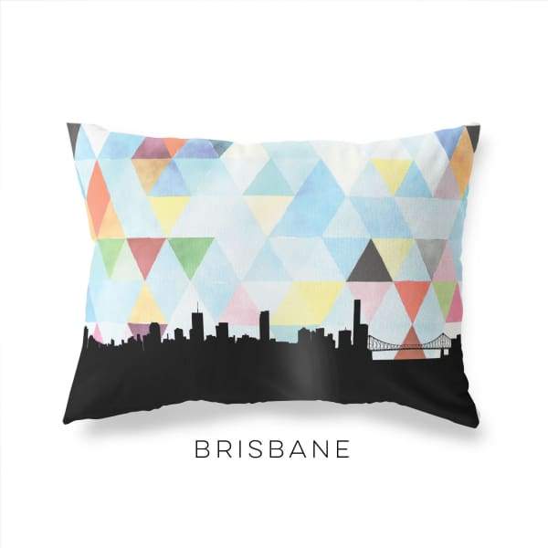 Brisbane Australia geometric skyline - Pillow | Lumbar / LightSkyBlue - Geometric Skyline