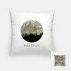 Bristol England city skyline with vintage Bristol map - Pillow | Square - City Map Skyline