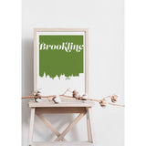 Brookline Massachusetts retro inspired city skyline - 5x7 Unframed Print / ForestGreen - Retro Skyline