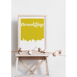 Brookline Massachusetts retro inspired city skyline - 5x7 Unframed Print / Khaki - Retro Skyline