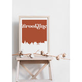 Brookline Massachusetts retro inspired city skyline - 5x7 Unframed Print / Sienna - Retro Skyline