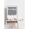 Brookline Massachusetts retro inspired city skyline - 5x7 Unframed Print / Silver - Retro Skyline