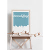 Brookline Massachusetts retro inspired city skyline - 5x7 Unframed Print / SkyBlue - Retro Skyline