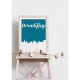 Brookline Massachusetts retro inspired city skyline - 5x7 Unframed Print / Teal - Retro Skyline