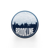 Brookline Massachusetts skyline and city map design | in multiple colors - Coasters | Set of 2 / Navy Blue - City Road Maps