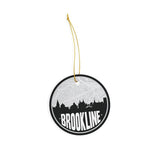 Brookline Massachusetts skyline and city map design | in multiple colors - Ornament / Black - City Road Maps