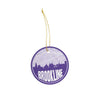 Brookline Massachusetts skyline and city map design | in multiple colors - Ornament / Maroon - City Road Maps