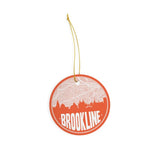 Brookline Massachusetts skyline and city map design | in multiple colors - Ornament / Orange - City Road Maps