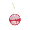 Brookline Massachusetts skyline and city map design | in multiple colors - Ornament / Red - City Road Maps