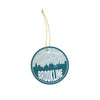Brookline Massachusetts skyline and city map design | in multiple colors - Ornament / Teal - City Road Maps