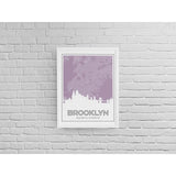 Brooklyn New York skyline and map - 5x7 Unframed Print / Thistle - City Map and Skyline