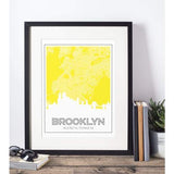 Brooklyn New York skyline and map - 5x7 Unframed Print / Khaki - City Map and Skyline