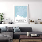 Brooklyn New York skyline and map - 5x7 Unframed Print / LightBlue - City Map and Skyline