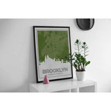 Brooklyn New York skyline and map - 5x7 Unframed Print / OliveDrab - City Map and Skyline
