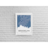 Brooklyn New York skyline and map - 5x7 Unframed Print / SteelBlue - City Map and Skyline