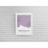 Brooklyn New York skyline and map - 5x7 Unframed Print / Thistle - City Map and Skyline