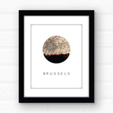 Brussels city skyline with vintage Brussels map - City Map Skyline