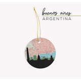 Buenos Aires Argentina city skyline with vintage Buenos Aires map - Ornament - City Map Skyline